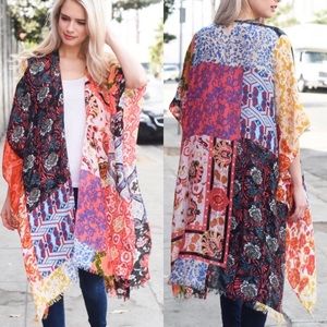 Glamvault Boho Floral Patchwork Kimono